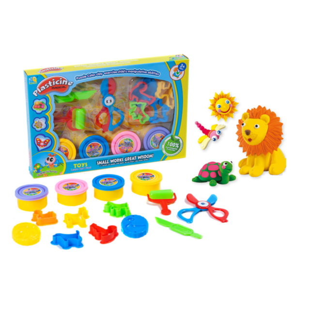 Set Plastilină cu 4 Culori și Forme de Modelat Animale