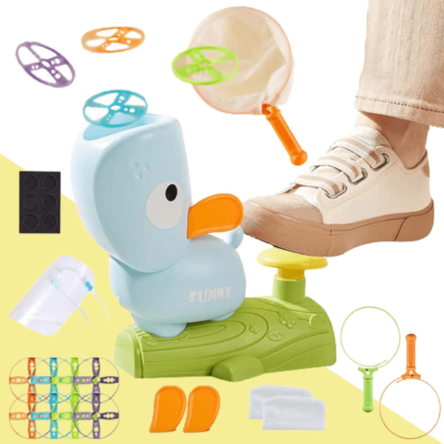 Cățel Lansator cu Discuri Zburătoare și Plase (culoare aleatorie)