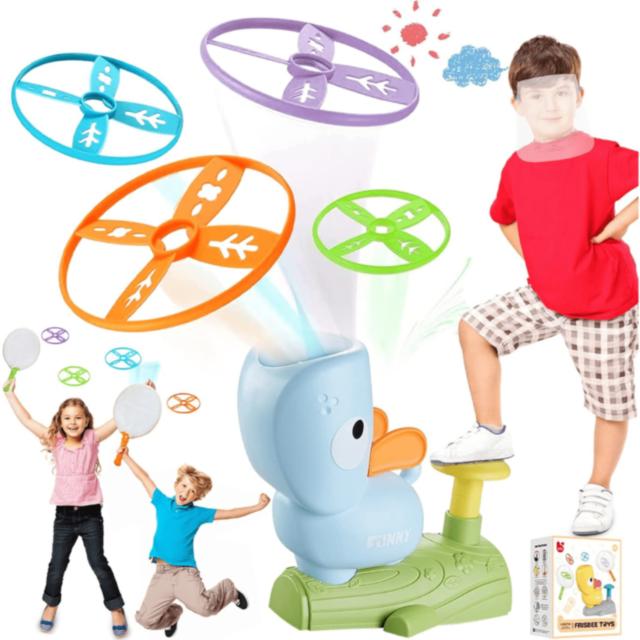 Cățel Lansator cu Discuri Zburătoare și Plase (culoare aleatorie)