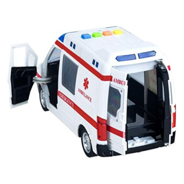 Ambulanță de Jucărie cu Lumini și Sunete, Uși Deschise, 1:16, City Rescue 