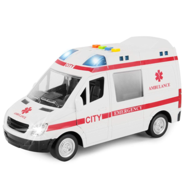 Ambulanță de Jucărie cu Lumini și Sunete, Uși Deschise, 1:16, City Rescue 