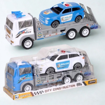 Camion transport mașini poliție copii cu platformă mare (culoare aleatorie) | image