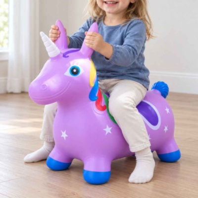 Unicorn gonflabil de sărit cu urechi pentru copii | image
