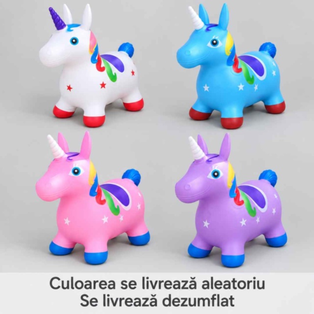 Unicorn gonflabil de sărit cu urechi pentru copii
