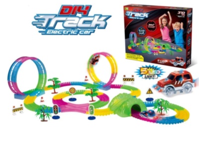 Pista Auto cu Circuit Flexibil, Luminos și 1 Mașinută | image