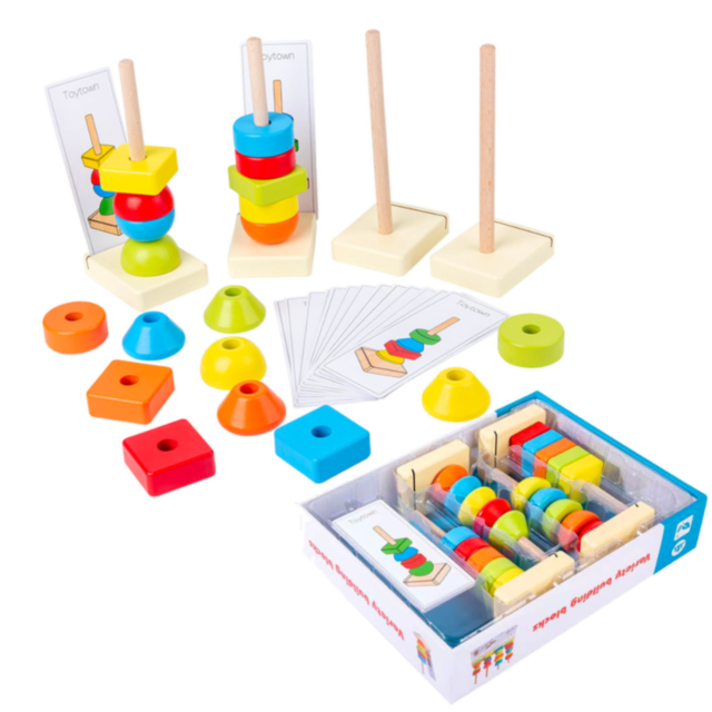 Set de Jucărie Montessori - Stivuire și Recunoaștere a Formelor