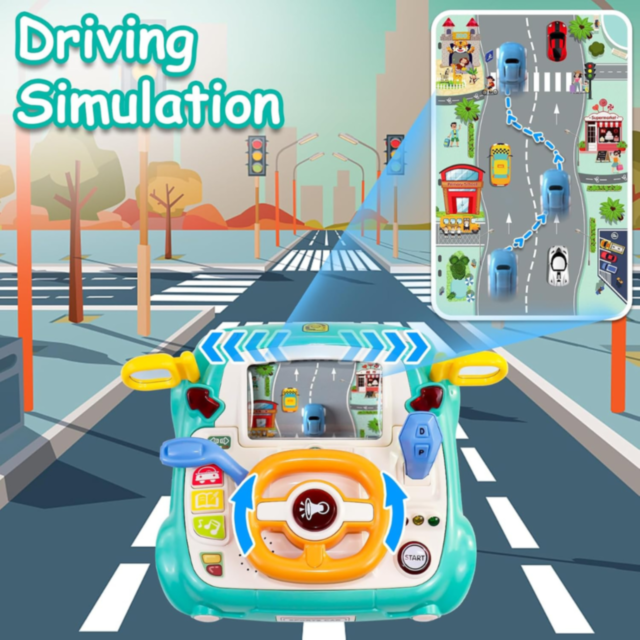 Volan Interactiv pentru Copii cu Lumină, Sunete și Funcții Educaționale (culoare aleatorie)