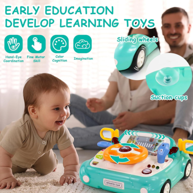 Volan Interactiv pentru Copii cu Lumină, Sunete și Funcții Educaționale (culoare aleatorie)