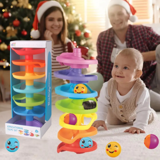 Turn cu Bile Colorate – Jucărie Educativă și Interactivă pentru Bebeluși