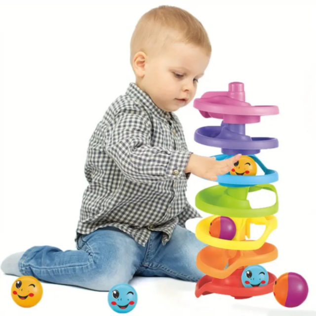 Turn cu Bile Colorate – Jucărie Educativă și Interactivă pentru Bebeluși