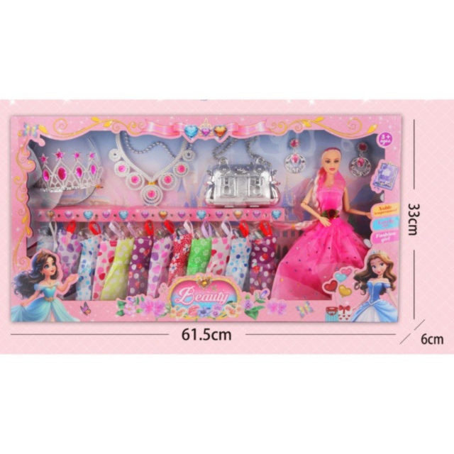 Set păpușă prințesă cu rochii și accesorii