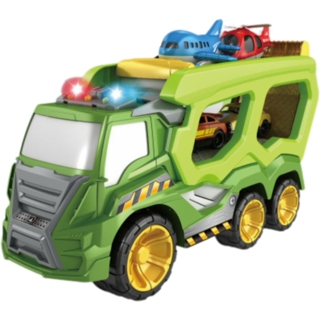Camion Transportator cu Sunete, Lumină și Vehicule Incluse (culoare aleatorie)