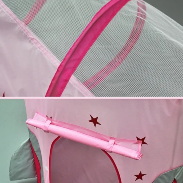 Set Cort Castel cu Tunel și Piscină de Bile, Roz, pentru Copii, Interior și Exterior