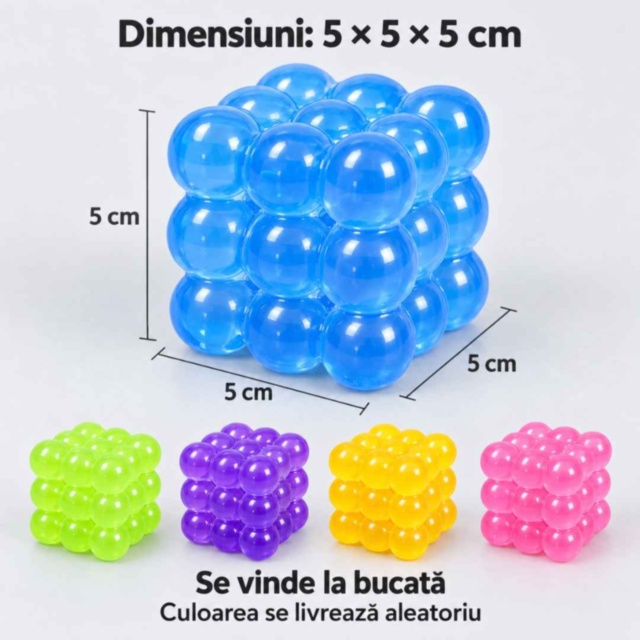 Cub squishy antistres cu biluțe moi și elastice, 12buc/set, preț pentru 1 buc.