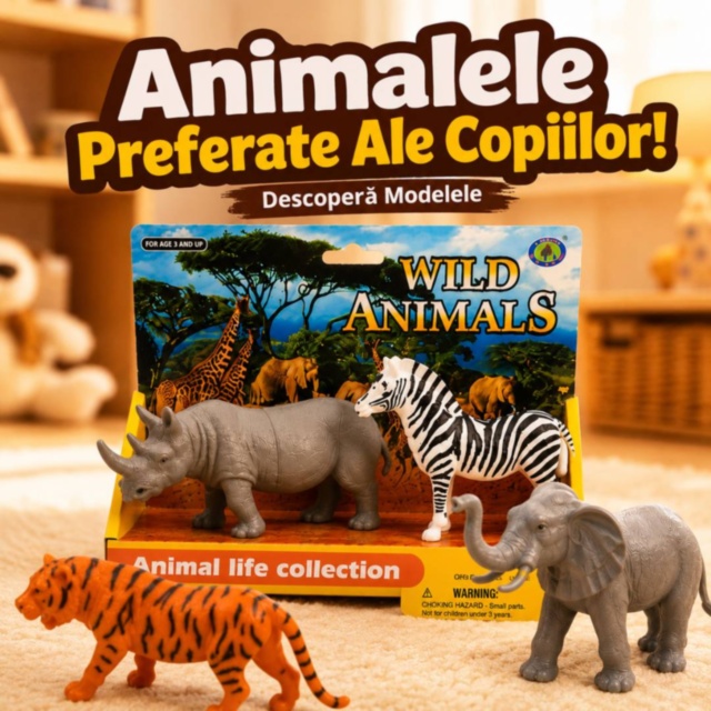 Set 2 Animale Sălbatice pentru Copii Modele Aleatorii