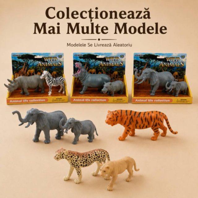 Set 2 Animale Sălbatice pentru Copii Modele Aleatorii