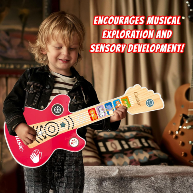 Chitară Electrică Interactivă pentru Copii cu Funcție Touch și Sunete Muzicale (culoare roșu)