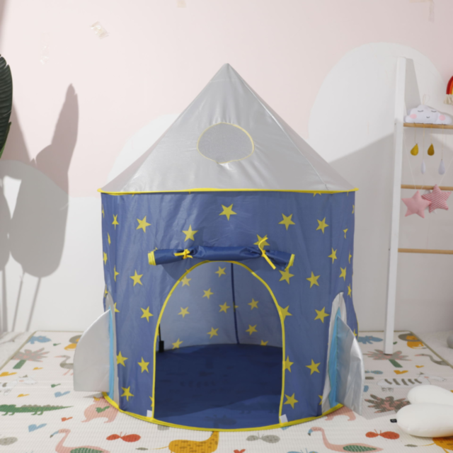 Set Cort de Joacă 3 în 1 pentru Copii, Castel Albastru cu Tunel și Piscină de Bile, Interior și Exterior