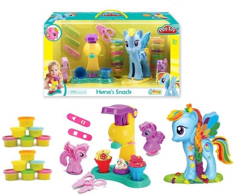 Set  Ponei și Fabrica de Înghețată  cu Plastilina în 12 Culori