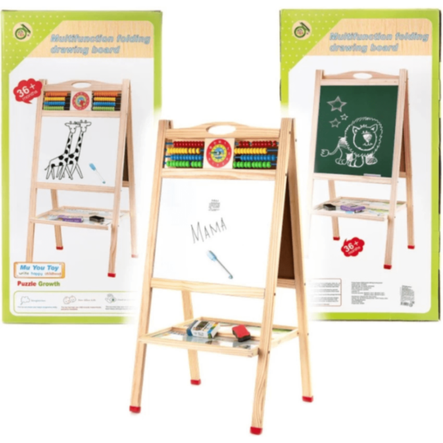 Tablă Educațională din Lemn cu Două Fețe 