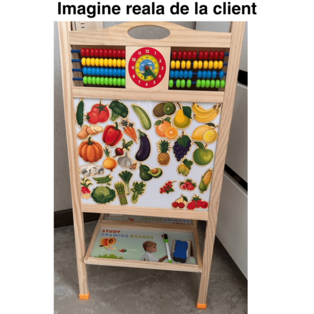 Tablă Educațională din Lemn cu Două Fețe 