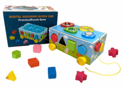 Mașină din Lemn cu 16 Forme Geometrice de Stivuit | image