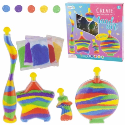 Arta cu Nisip Colorat, Set Creativ cu 5 Sticluțe și 5 Pachețele Nisip Colorat  | image
