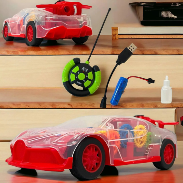 Mașinuță de Jucărie Transparentă cu Lumini, Abur și Telecomandă