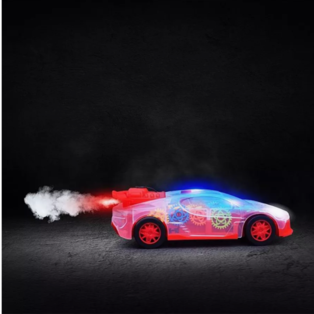 Mașinuță de Jucărie Transparentă cu Lumini, Abur și Telecomandă