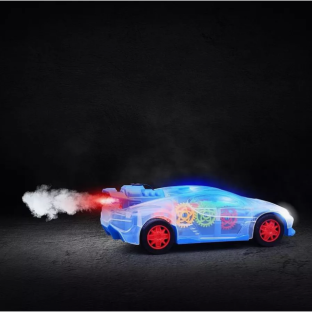 Mașinuță de Jucărie Transparentă cu Lumini, Abur și Telecomandă