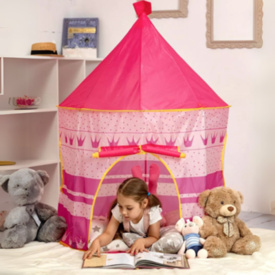 Cort de Joacă Castel Roz pentru Copii, Design de Prințesă, pentru Interior și Exterior | image