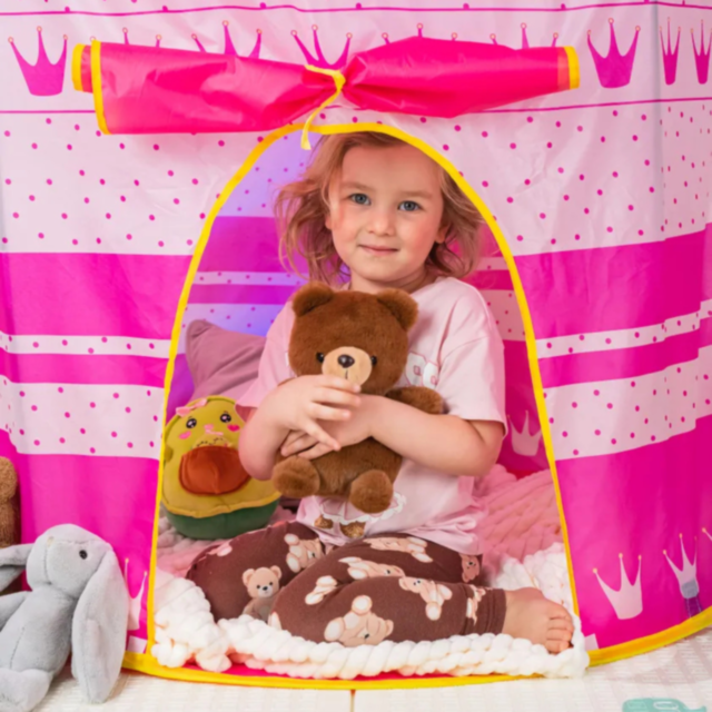 Cort de Joacă Castel Roz pentru Copii, Design de Prințesă, pentru Interior și Exterior