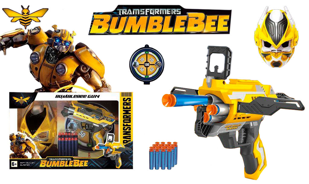 Set Pistol, Mască și Țintă  Bumblebee  cu 12 Proiectile