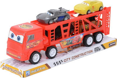 Trailerul Cars cu 4 Mașinuțe Fulger Mcqueen, 30cm | image