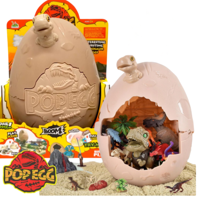 Ou Dinozaur cu Figurine și Decor Preistoric