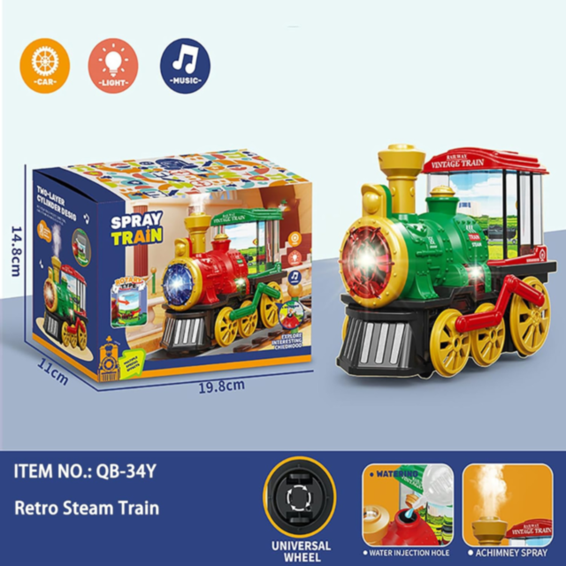 Tren Interactiv cu Efect de Fum și Lumini (culoare aleatorie)