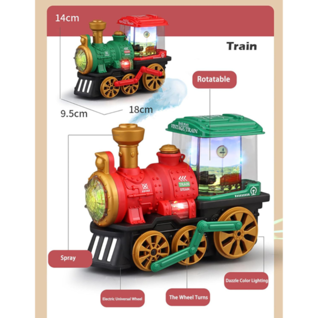 Tren Interactiv cu Efect de Fum și Lumini (culoare aleatorie)