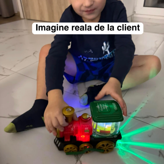 Tren Interactiv cu Efect de Fum și Lumini (culoare aleatorie)