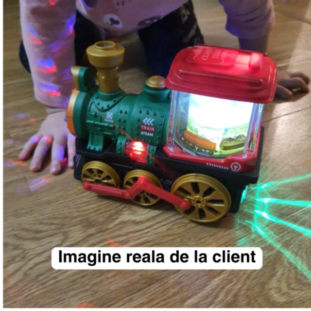 Tren Interactiv cu Efect de Fum și Lumini (culoare aleatorie)