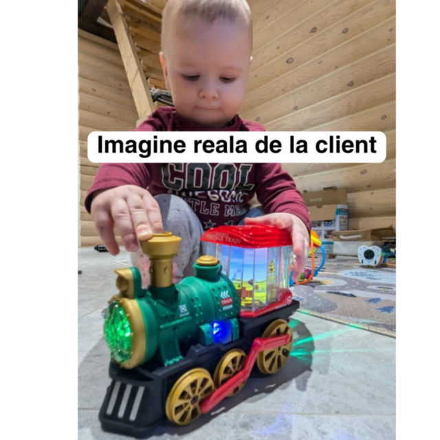 Tren Interactiv cu Efect de Fum și Lumini (culoare aleatorie)
