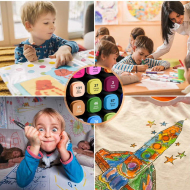 Set de 24 Markere Colorate Dublu Vârf cu Husă Compactă