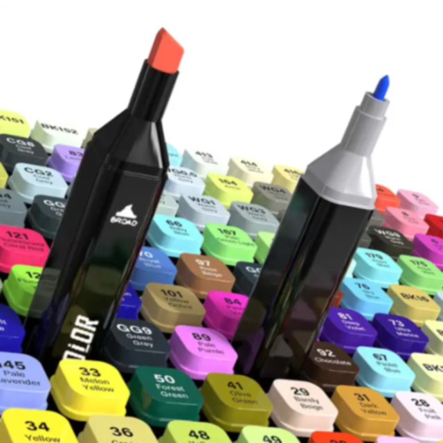 Set de 24 Markere Colorate Dublu Vârf cu Husă Compactă