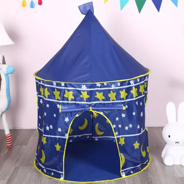 Căsuță de Joacă Tip Cort Castel pentru Copii, Design cu Stele și Lună, 135 cm