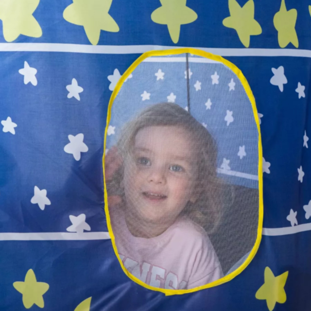 Căsuță de Joacă Tip Cort Castel pentru Copii, Design cu Stele și Lună, 135 cm