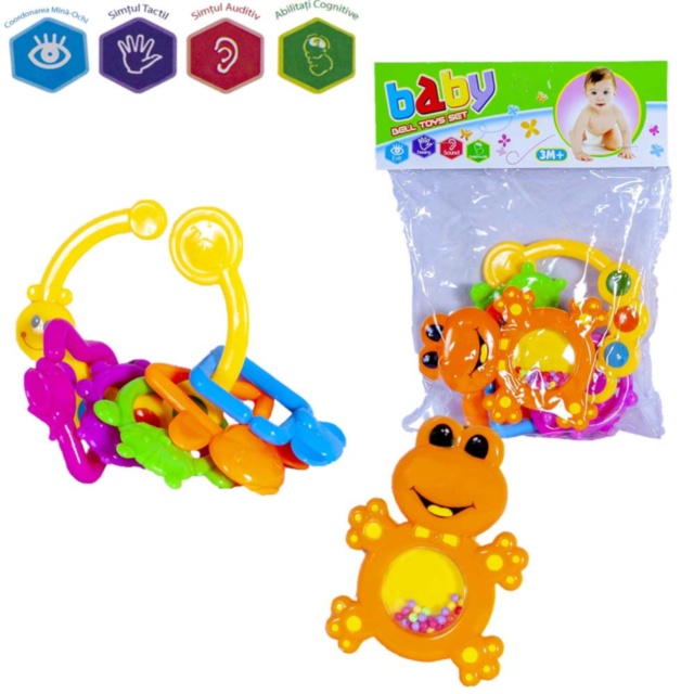 Set 2 Zornăitoare, Broscuță și Inele Colorate