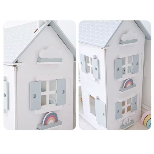 Casă de Păpuși Elegantă cu Mobilier din Lemn