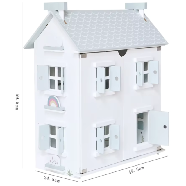 Casă de Păpuși Elegantă cu Mobilier din Lemn