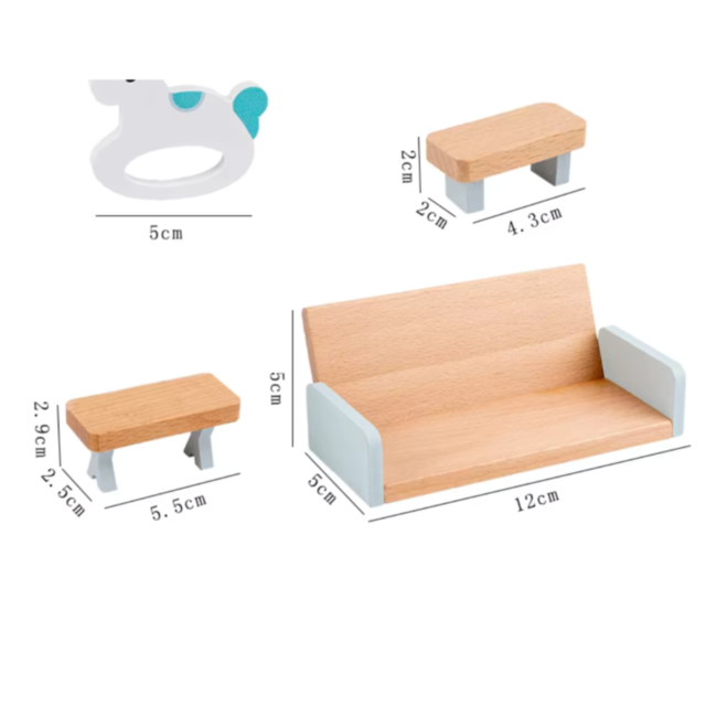 Casă de Păpuși Elegantă cu Mobilier din Lemn