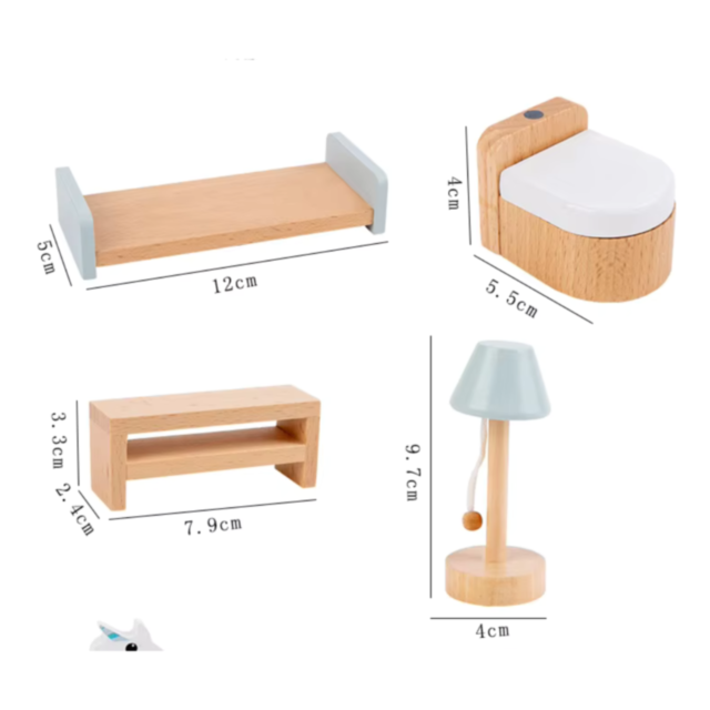 Casă de Păpuși Elegantă cu Mobilier din Lemn