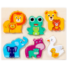 Puzzle de lemn cu animale și puii lor